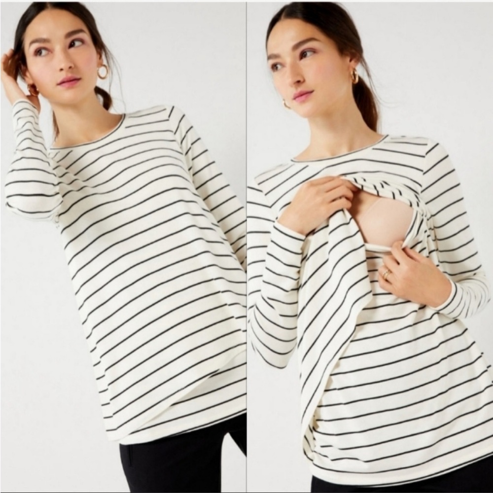 Excellent A Pea in the Pod Ripe Raw Edge Nursing Top Size S